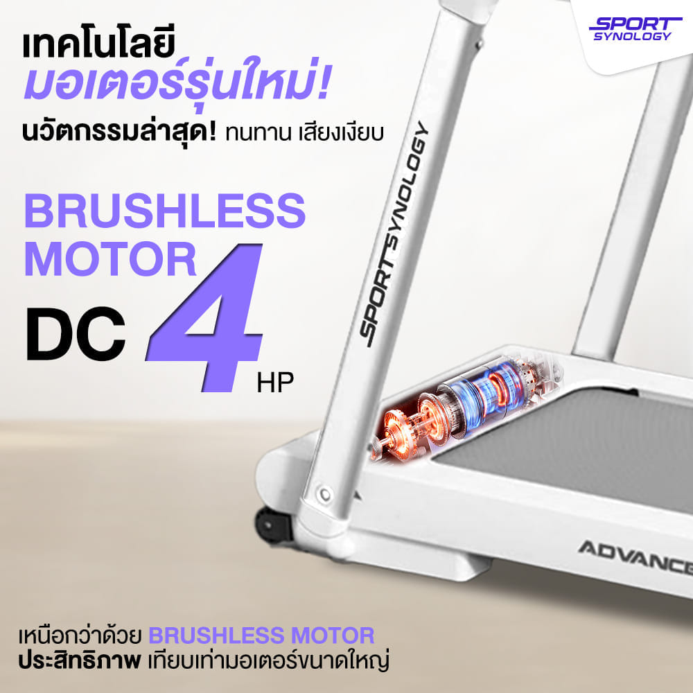 ลู่วิ่งไฟฟ้า SPORTSYNOLOGY รุ่น M5PRO มอเตอร์ BRUSHLESS DC 4 แรงม้า ปรับชันได้ถึง 25 ระดับ_2